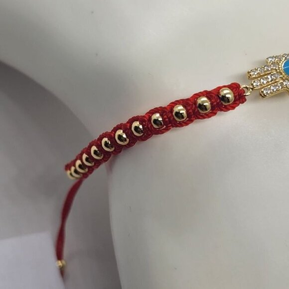 NEW Sterling Silver 925 Hamsa Design with Adjustable Bracelet - Picture 2 of 4